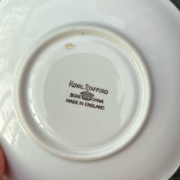 Royal Stafford Pink Tea Cup and Saucer, Pink Rose Gold Chintz Teacup and Saucer - Picture 7 of 10